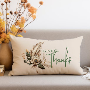 Almofada Lombar Dê aos Obrigados Boho Fall Floral Ação de Graças