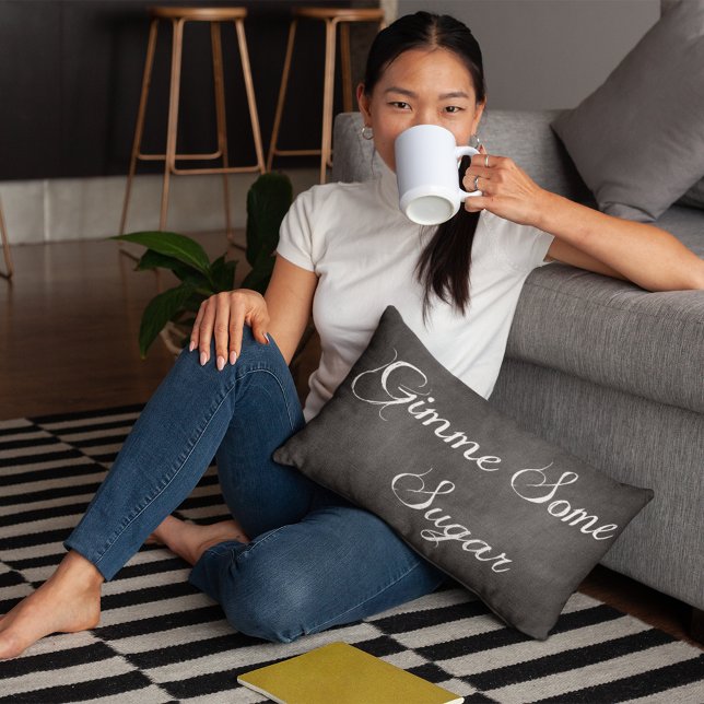 Almofada Lombar Dê-me um pouco de açúcar ・ quadro negro (Criador carregado)