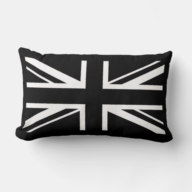Almofada Lombar ~ de Union Jack preto e branco (Frente)