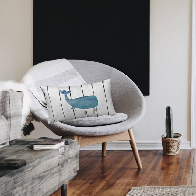 Almofada Lombar Decor Russo de Praia da Baleia Azul (Criador carregado)