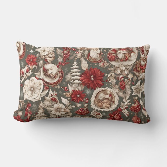 Almofada Lombar decoração de natal, flores (Frente)