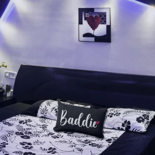 Almofada Lombar Decoração de Quarto Baddie com Travesseiro Preto c