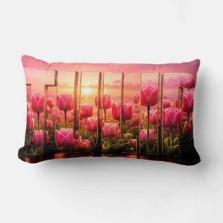 Almofada Lombar Decoração Floral Botânica de Luxo de Tulipa