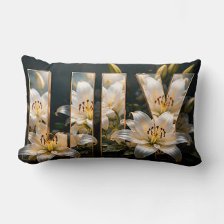 Almofada Lombar Decoração Floral Botânica de Luxo Lily