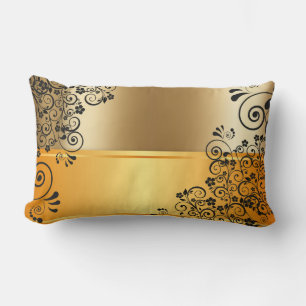 Almofada Lombar Decoração floral preta