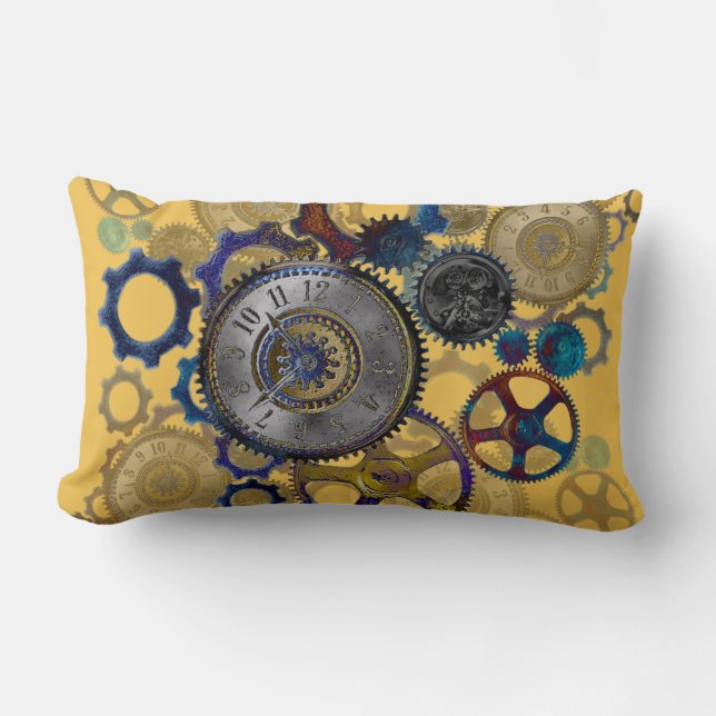 Almofada Lombar decoração inicial de padrões STEAMPUNK (Frente)