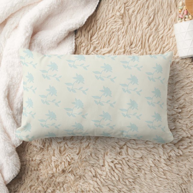 Almofada Lombar Decoração Rústica de Casa Azul Claro e Creme (Cobertor)