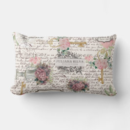 Almofada Lombar Decorative modern Frenchy newspaper style Floral