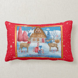 Almofada Lombar Deer and Gifts on Holiday Night Personalizar