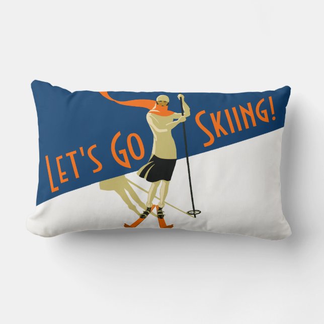 Almofada Lombar Deixe-nos ir esqui! Esquiadores do design do (Frente)