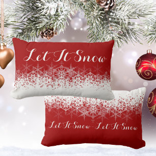Almofada Lombar Deixe-o nevar - Floco de neve vermelho e branco