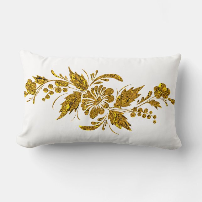 Almofada Lombar Dekoratives Muster mit Blumen und Blättern (Frente)