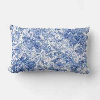 Almofada Lombar Delft Floral Tapeçaria - Travesseiro decorativo