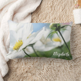 Almofada Lombar Desejos com margaridas brancas personalizadas