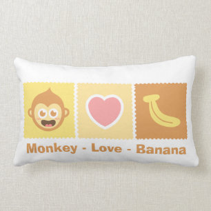 Almofada Lombar Desenho Animado Fofo de Macaco - Amor - Banana