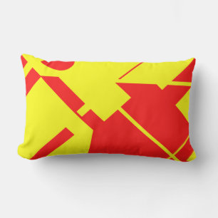 Almofada Lombar Design Abstrato de Arte Geométrica Amarelo Vermelh