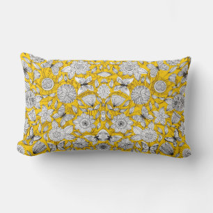 Almofada Lombar Design abstrato floral branco-esbranquiçado