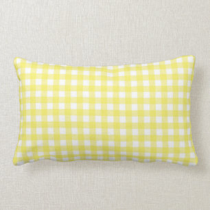 Almofada Lombar Design amarelo e branco do guingão
