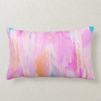 Almofada Lombar Design da aguarela de Ikat do rosa quente