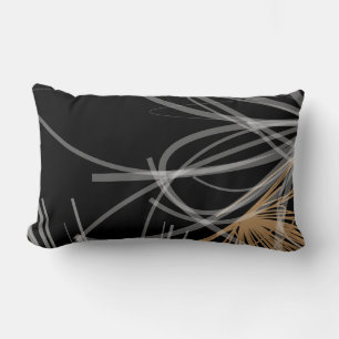 Almofada Lombar Design de abstrato branco e Dourado preto moderno