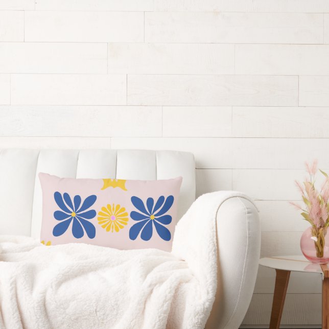 ALMOFADA LOMBAR DESIGN DE ABSTRATO MODERNA ARTE AZUL E AMARELO (Sofá)