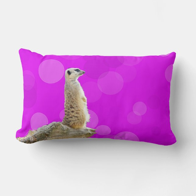 Almofada Lombar Design De Alerta Rosa E Roxo, (Frente)