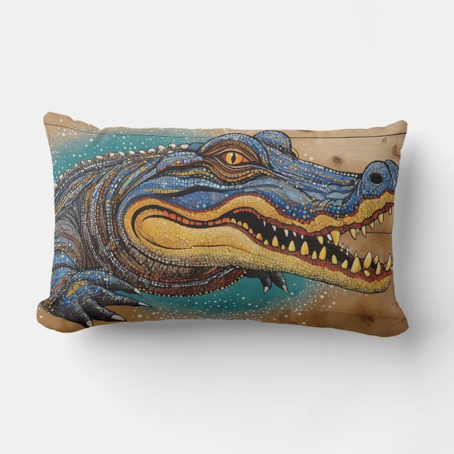 Almofada Lombar Design de Arte Crocodilo Australiano (Frente)