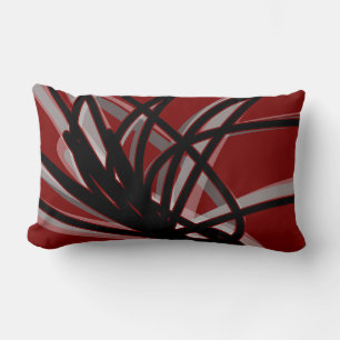 Almofada Lombar Design de Fita de Abstrato Preta e Cinza Marrom