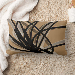 Almofada Lombar Design de Fita de Abstrato Preto e Preto