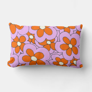 Almofada Lombar Design de Flor Cor de Laranja e Rosa Desenhada à M