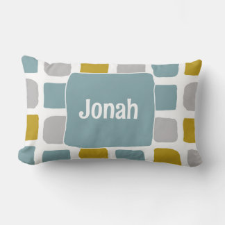Almofada Lombar Design de meio século para Menino com Nome em Teal