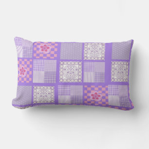 Almofada Lombar Design de patch rosa e roxo