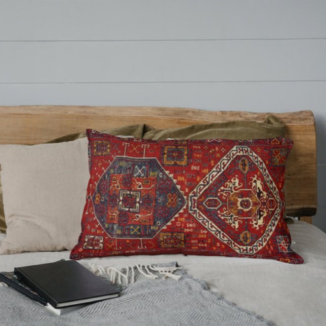 Almofada Lombar Design do tapete oriental em vermelho escuro no5 (Criador carregado)