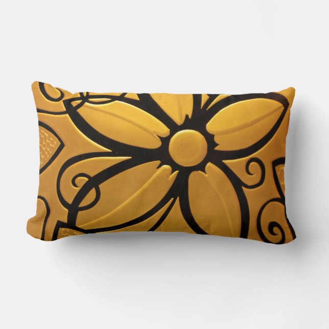 Almofada Lombar Design Floral Amarelo-Ouro radiante (Frente)