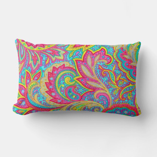 Almofada Lombar Design floral colorido e bonito (Frente)