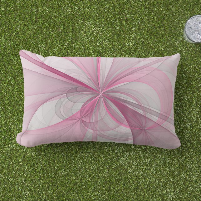 Almofada Lombar Design Fractal de Cinza Abstrato moderno (Grama)