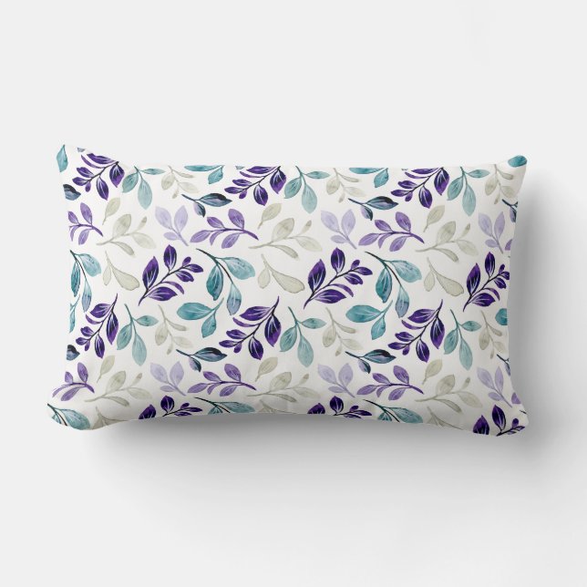 Almofada Lombar Design Harmonioso de Folhas em Aquarela (Frente)