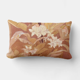 Almofada Lombar Detalhe Floral Art Nouveau de Alphonse Mucha