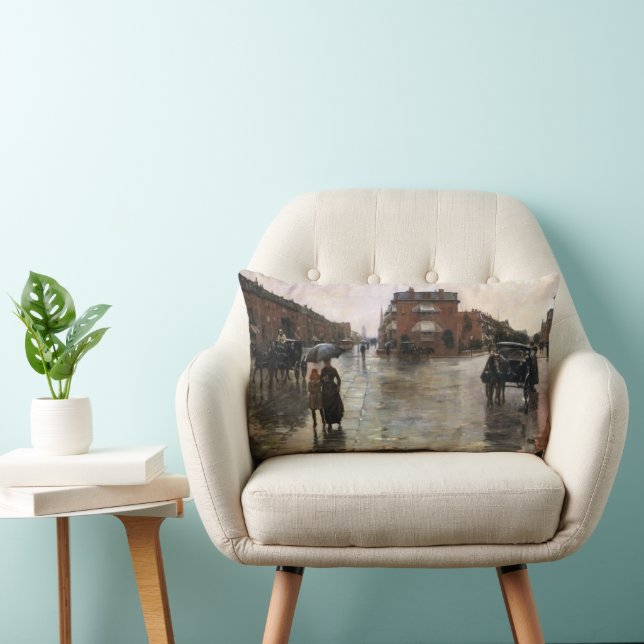 Almofada Lombar Dia da Chuva, Boston por Frederick Childe Hassam (Cadeira)