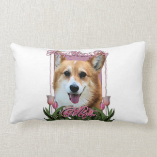 Almofada Lombar Dia das mães - tulipas cor-de-rosa - Corgi - Owen