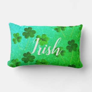 Almofada Lombar Dia de São Patrício Shamrock Leaf Glitter Green