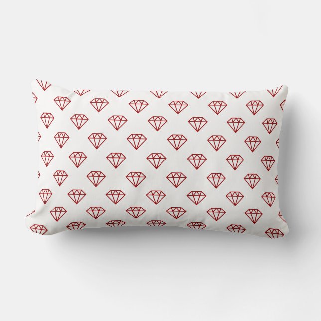 Almofada Lombar Diamond - Ruby Red on White (Frente)