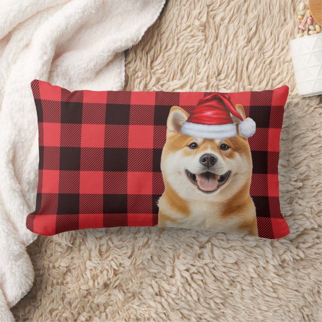 Almofada Lombar Dog Lover Christmas Akita Holiday Buffalo Plaid (Cobertor)