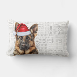 Almofada Lombar Dog Lover Christmas German Shephed in a Hat