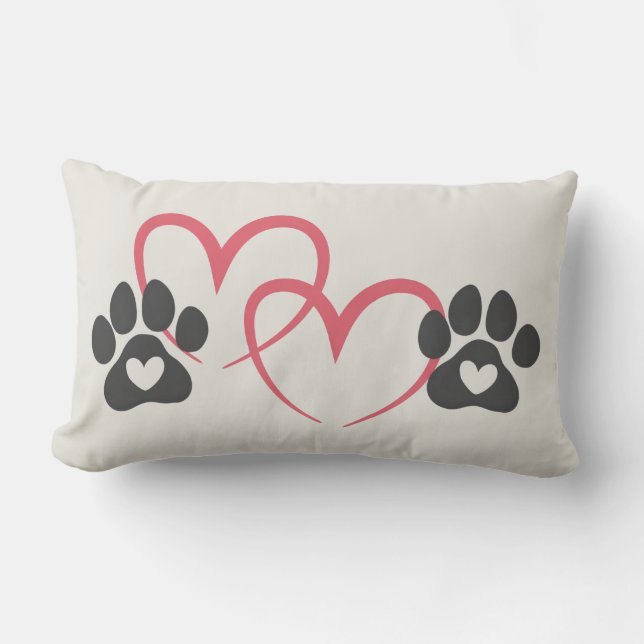 Almofada Lombar Dog Mom Heart Paws Art | Rescue Mama Dogs Lover (Frente)