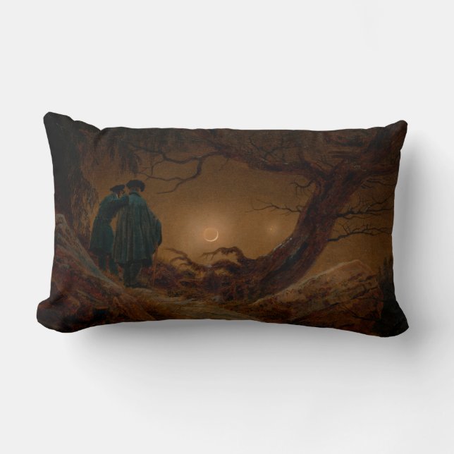 Almofada Lombar Dois Homens Contemplando a Lua à Noite (Frente)