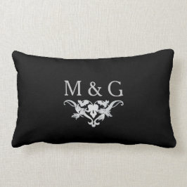 Almofada Lombar Dois monogramas com Scrollwork e folhas A24B