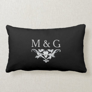 Almofada Lombar Dois monogramas com Scrollwork e folhas A24B