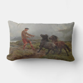 Almofada Lombar Dois Pôneis Shetland numa Paisagem Terrestre Mistu