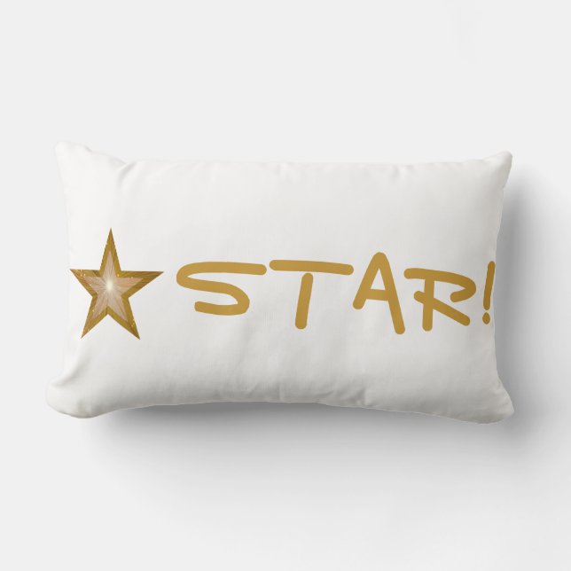Almofada Lombar "Dourado" Estrela 'STAR!" travesseiro decorativo b (Frente)
